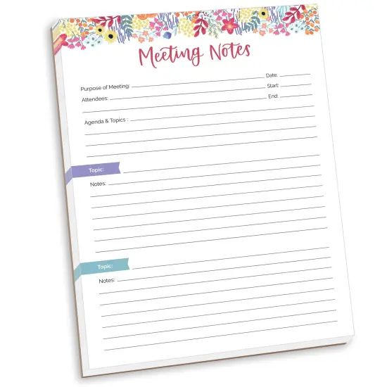 bloom daily planners Planning Pad, 8.5" x 11", Double Sided Meeting Notes, Floral Dots {1}
