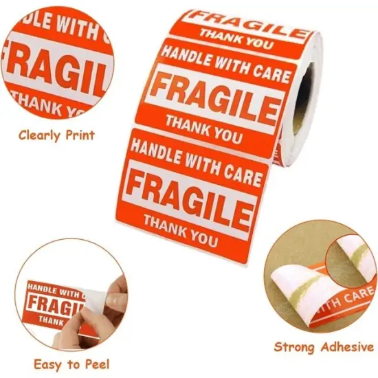 Self-Adhesive Shipping Stickers Handle With Care Fragile 2" x 3" Size {4}