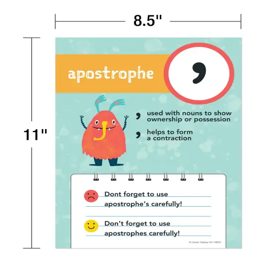 Carson Dellosa 12-Piece Punctuation Posters, 8.5" x 11" Grammar Wall Decor for ELA Classroom and Office Decorations, English Language Arts Teacher Supplies {3}