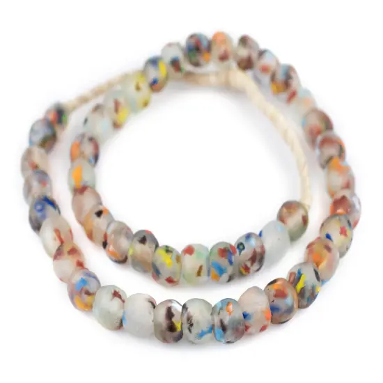 The Bead Chest African Recycled Glass Beads &ndash; Handmade in Ghana &ndash; Rainbow Speckled 14mm Strand for Jewelry Making, Crafts, and Home Decor I Approximately 45 Beads {3}