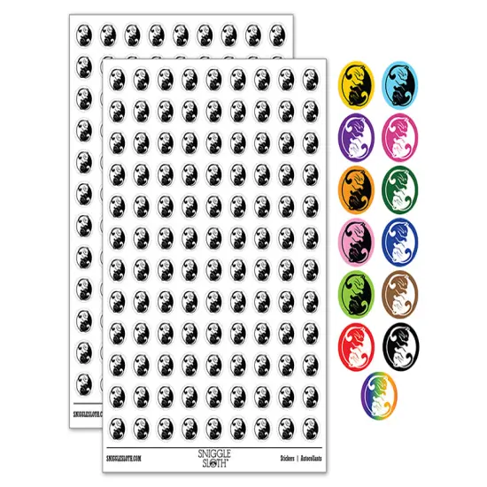 Yin and Yang Cats Curled Up Together 200+ 0.50" Round Stickers Rainbow {1}