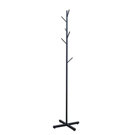 Black Coat Rack Stand 67&rdquo; 7 Hooks Tree Entryway Hanger Metal Holder Hat Umbrella Rack {1}