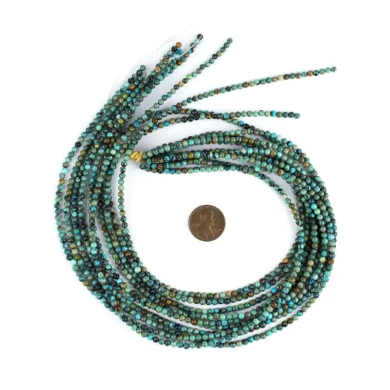 The Bead Chest Round Turquoise Beads - Quality Genuine Turquoise Stone Beads for Crafts and Jewelry Making (3mm) - Single 16" Strand {2}