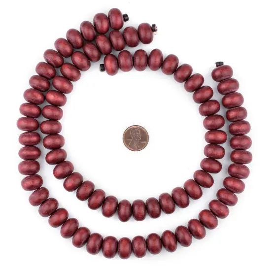 The Bead Chest Cherry Red Abacus Natural Wood Beads (10x15mm): Organic Eco-Friendly Wooden Bead Strand for DIY Jewelry, Crafts, Necklace and Bracelet Making {2}