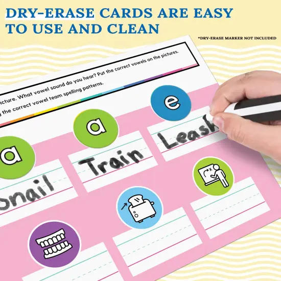 Carson Dellosa 20-Piece Vowels Edu-Clings Set, Language Arts Dry Erase Mats and Silicone Phonics Manipulatives, Grammar and Spelling Games and Practice for Kids {3}