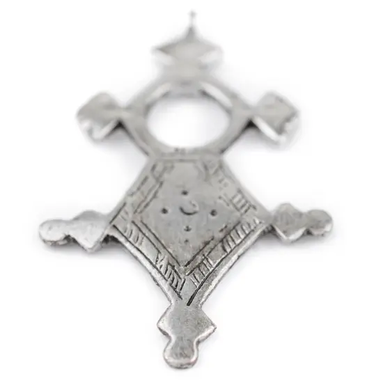 The Bead Chest Amgala Silver Moroccan Tuareg Cross Pendant (44x76mm): North African Tribal Berber Moroccan Sahara Pendant for Jewelry {4}