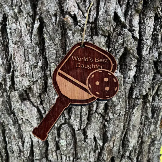 Worlds Best Daughter Pickleball - Cedar Ornament {1}