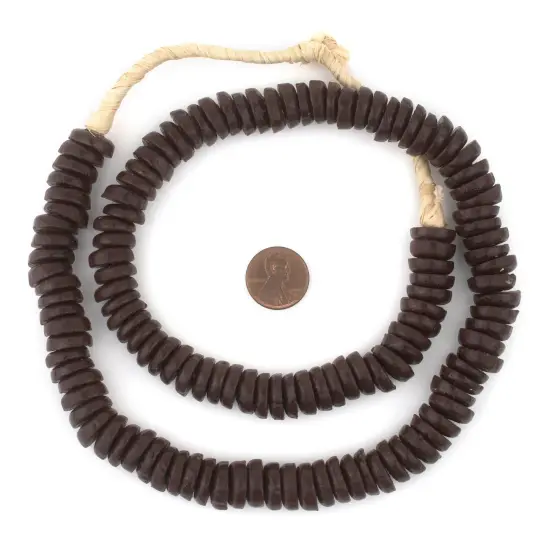 The Bead Chest Brown Ashanti Glass Disk Beads (14mm) {2}
