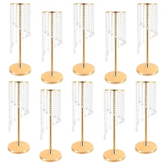 10 Pcs 27.5inch Tall Wedding Centerpieces Silver/Gold Vases Crystal Flower Vase {3}