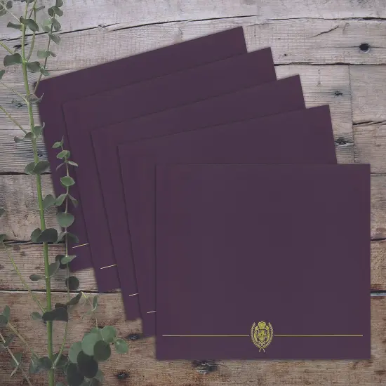 Great Papers! Classic Certificate Cover with Gold Foil Crest, Plum, 12" x 9.375"(folded) with Die-Cuts for 8.5" x 11" Documents, 5 Count {2}