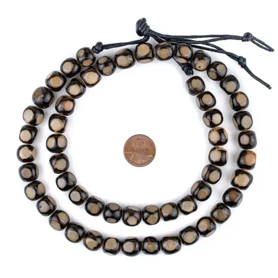 TheBeadChest Carved Cube Natural Seed Beads 12mm Multicolor Wood 26 Inch Strand {2}