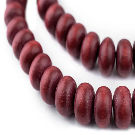 The Bead Chest Cherry Red Abacus Natural Wood Beads (10x15mm): Organic Eco-Friendly Wooden Bead Strand for DIY Jewelry, Crafts, Necklace and Bracelet Making {1}