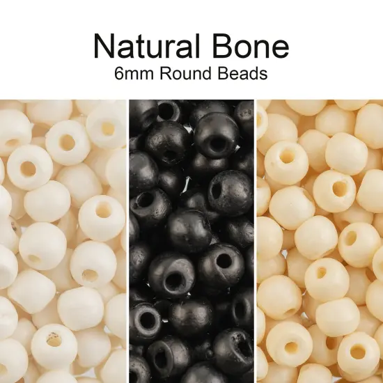 John Bead 6mm Round Natural Bone Beads, 200pcs Black {2}
