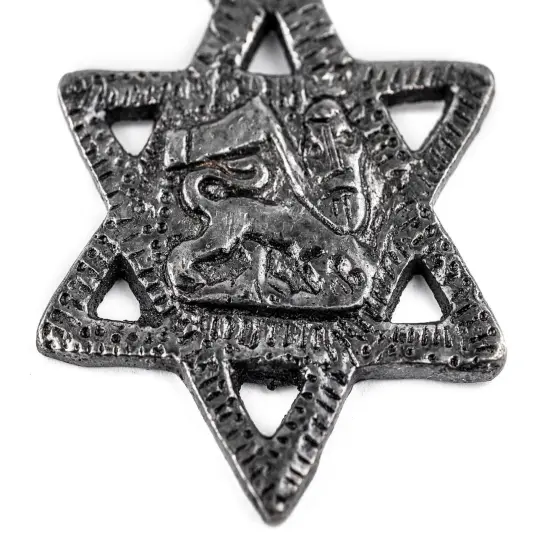 The Bead Chest Silver Lion of Judah Star Pendant (62x38mm) {5}