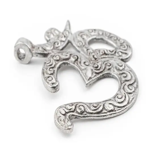 The Bead Chest Silver Om Pendant (65x65mm) {4}