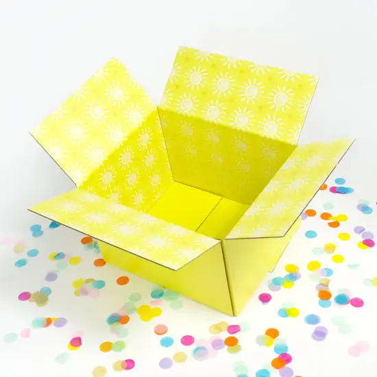 Great Papers! Giftin Corrugated Shipping Box, Sunshine, 12" x 10" x 1/8", Printed Inside and Out, 2-Pack {3}