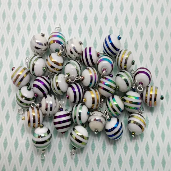 Striped Miniature Ornament Mix, 20 pc, Mini Glass Baubles for Dollhouse, 1:6 or 1:12 Scale, Adorabilities {4}