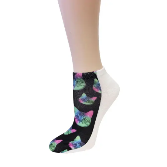 Wrapables 3D Novelty Funny Ankle Socks, Midnight Cats {3}