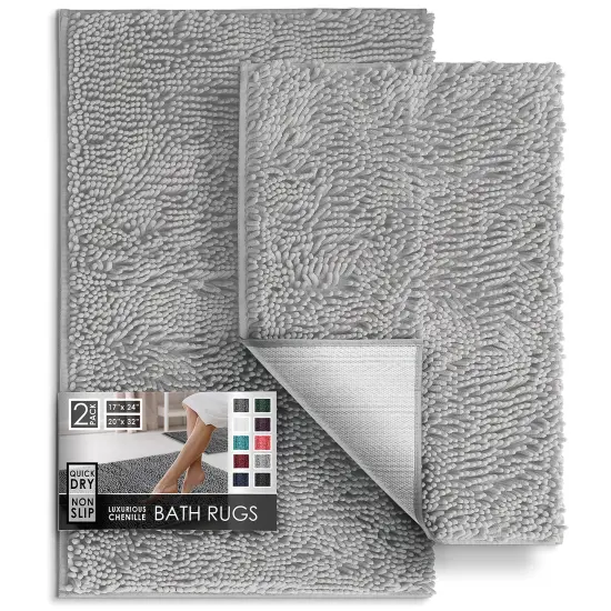 Hearth & Harbor Chenille Bath Mat Silver {1}
