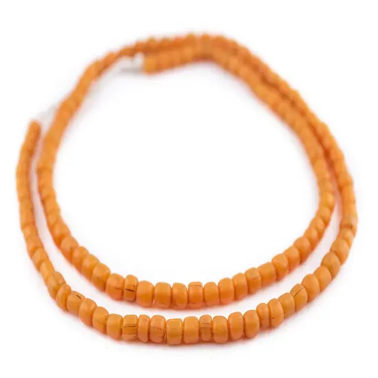 The Bead Chest Indonesian Glass Beads, Small Java Bali 4mm Spacers Jewelry Making Supplies for Necklaces, Bracelets, DIY Crafts (Orange) {3}
