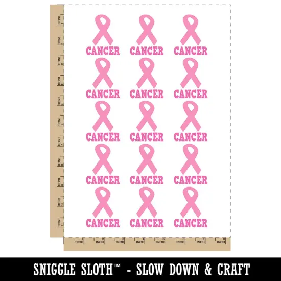 Cancer with Awareness Ribbon Temporary Tattoo Water Resistant Fake Body Art Set Collection (1 Sheet) {4}