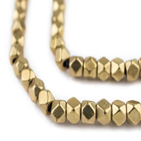 The Bead Chest 6mm Brass Cornerless Cube Beads - Full Strand of Ethnic Metal Spacer Beads {1}