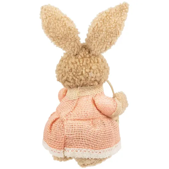 Northlight Plush Girl Easter Rabbit Decoration with Basket - 10" Beige {7}