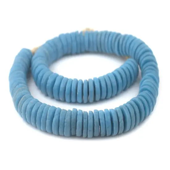 The Bead Chest Turquoise Ashanti Glass Disk Beads (20mm) {3}