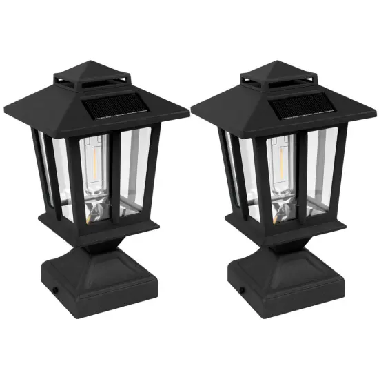 2pack Solar Post Lantern Waterproof Outdoor Deck Fence Post Cap Light for Garden Lawn {1}