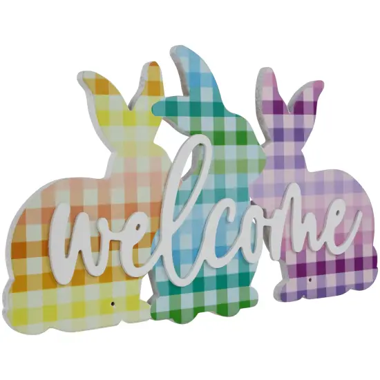 Northlight Gingham Bunnies Welcome Easter Wall Sign - 13.75" Multi {6}