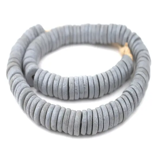 The Bead Chest Grey Ashanti Glass Disk Beads (18mm) {3}