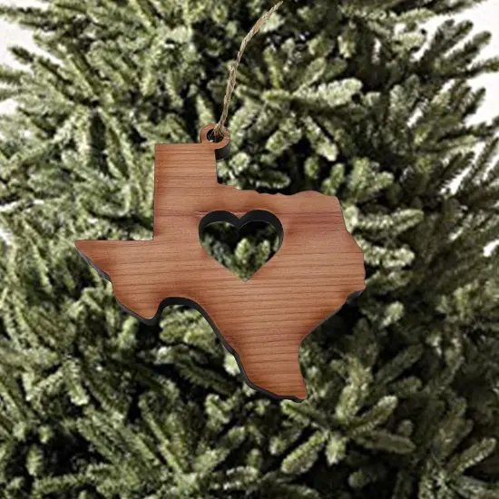 Texas with Heart - Cedar Ornament {4}
