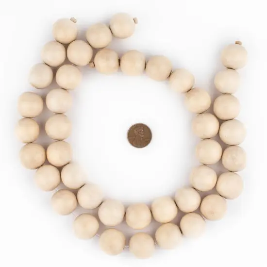 The Bead Chest Natural 20mm Wooden Beads in Cream for Jewelry Making &ndash; Round Loose Wood Spacer Beads I Approximately 20 Beads {2}