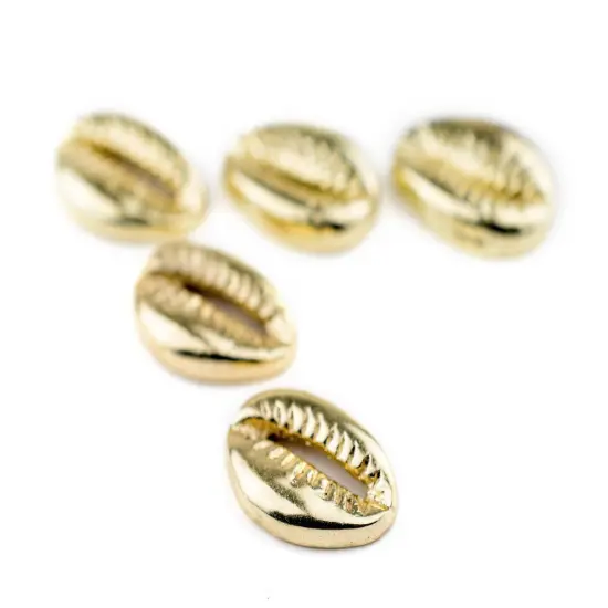 TheBeadChest Gold Cowrie Shells (Set of 5): Metal Beads for DIY Crafts & Jewelry-Making Inspired by African Sea Shells {3}