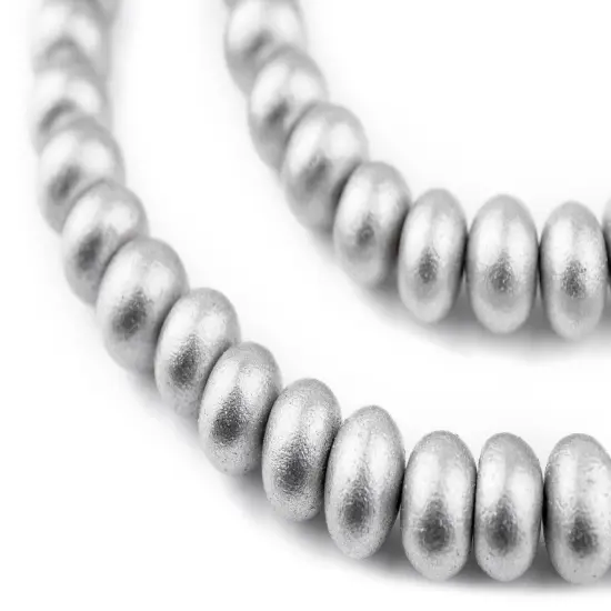 The Bead Chest Silver Abacus Natural Wood Beads (8x12mm): Organic Eco-Friendly Wooden Bead Strand for DIY Jewelry, Crafts, Necklace and Bracelet Making {1}