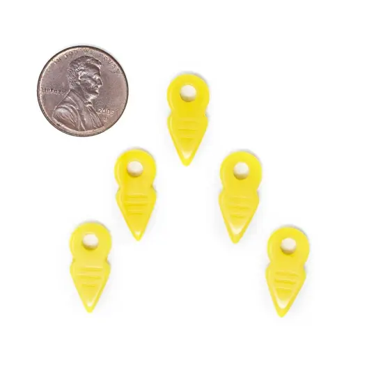 The Bead Chest Yellow Talhakimt Pendants Set of 5 Czechoslovakia Glass Large Hole {2}