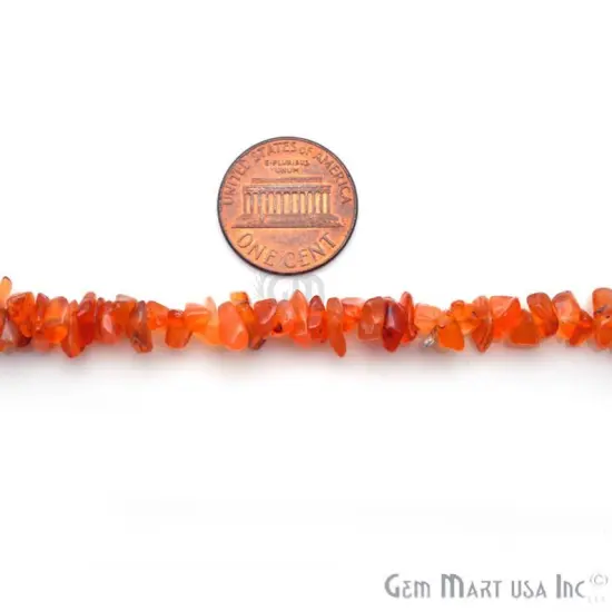 Dark Carnelian Chip Beads, 34 Inch, Natural Chip Strands, Drilled Strung Nugget Beads, 3-7mm, Polished, GemMartUSA (CHDC-70001) {2}