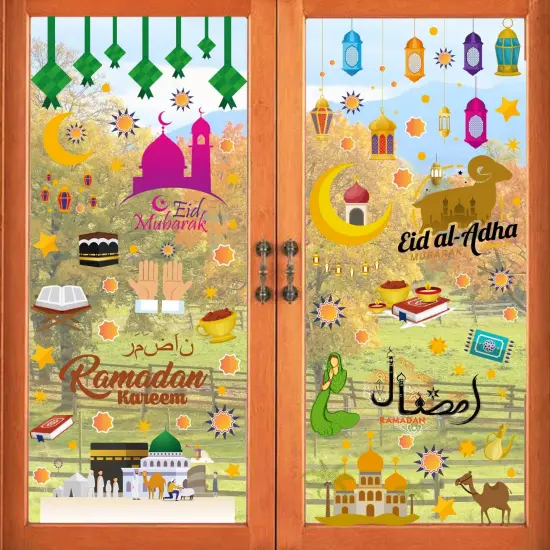 Eid Mubarak Window Stickers Party Supplies Decorations Muslim Happiness Ramadan Eid Al-fitr Window Decor for Home Window Stickers {6}
