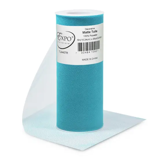 Pack of 96 Decorative Matte Tulle Spool of 6 Inch X 25 Yards Turquoise {1}