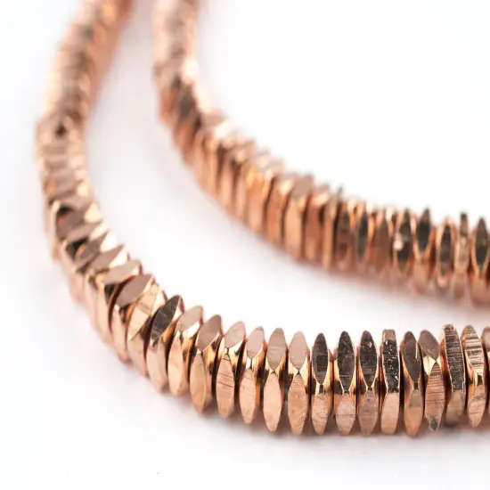 The Bead Chest Metal Faceted Square Beads - Full Strand of Ethnic Spacer Sliced Heishi Beads (4mm, Copper) {1}