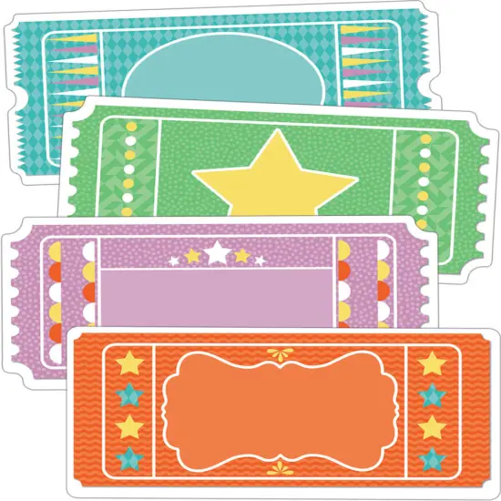 Carson Dellosa &ndash; Up & Away Tickets Colorful Cut-Outs, Classroom D&eacute;cor, 51 Pieces {1}