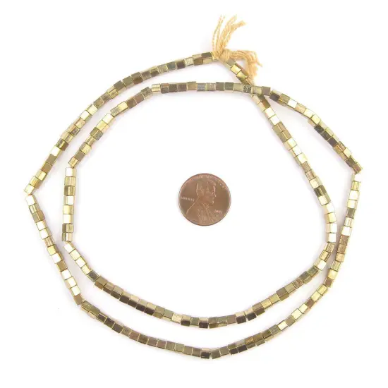 TheBeadChest Gold Cube Beads 3mm Brass 24 Inch Strand {2}