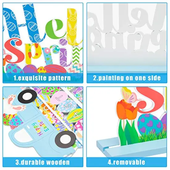 WATINC 3Pcs Easter Table Decorations Wooden Centerpiece Signs for Dining Room Table Easter Bunny for Spring Holiday Easter Party D&eacute;cor Ornament Indoor Outdoor Garden Yard Lawn Party Supplies {6}