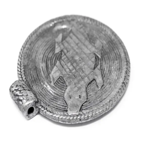 The Bead Chest Silver Lizard Baule Bead Pendant (58x52mm): African Tribal Metal Pendant for DIY Jewelry and Necklace {4}