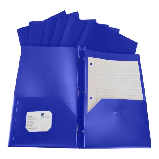 School Smart 2-Pocket Poly Folders with Fasteners, Pack of 25 Blue {4}