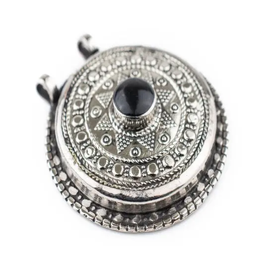 The Bead Chest Onyx-Inlaid Afghan Tribal Pendant (42x46mm) {4}