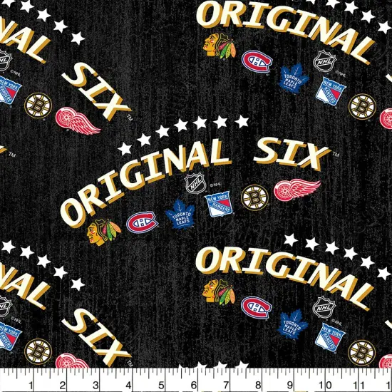 Sykel Enterprises NHL Team Cotton Fabric-Original Six Arch Star Logo Cotton Quilting Fabric {1}