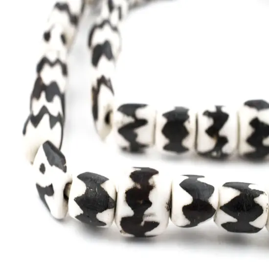 The Bead Chest Batik Bone Beads - Full Strand of Fair Trade African Beads (Small, Chevron Design) {1}