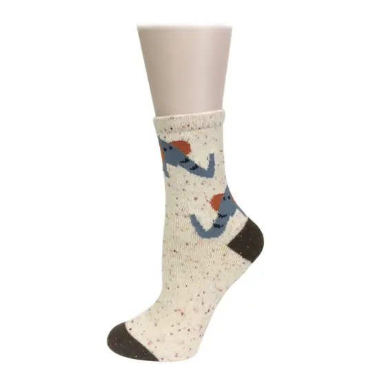 Wrapables Thick Rabbit Hair Wool Crew Socks (Set of 6), Fox and Elephant {5}