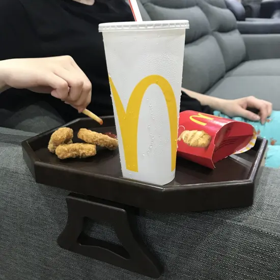 Sofa Arm Clip Table, Armrest Tray Table, Drinks/Remote Control/Snacks Holder &hellip; (Cherry Brown) {3}